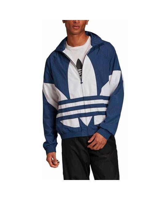 Adidas Blue Originals Large Logo Zipper Sports Jacket for men