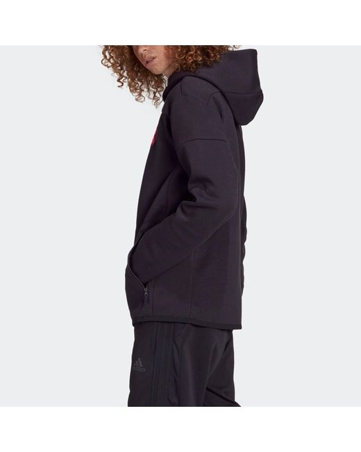 Adidas Black Real Zne Real Madrid Soccer/Football Sports Hooded Jacket for men