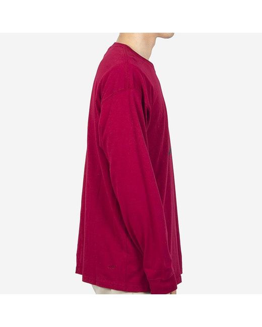 Nike Pink Acg Logo Printing Sports Round Neck Long Sleeves Wine T-Shirt for men