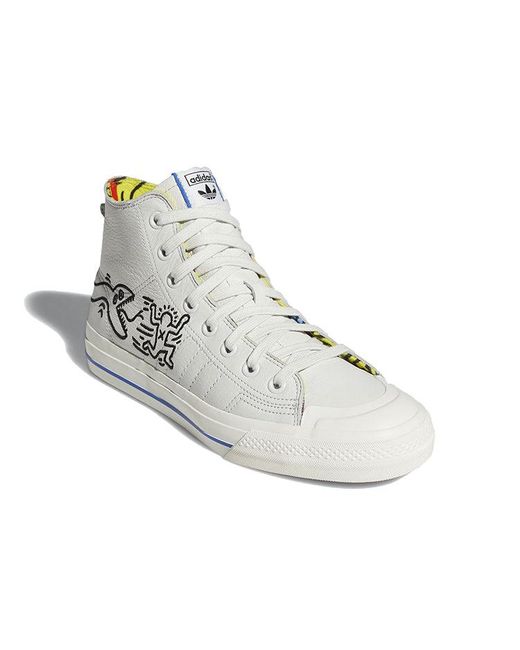 Adidas White X Keith Haring Nizza Hi Rf 'Pop Art' for men