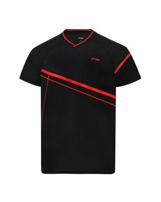 Li-ning Black Badminton Series Breathable Training Sports Short Sleeve Couple Style for men