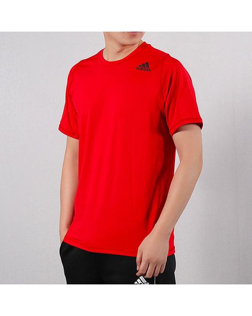 Adidas Red Training Sports Round Neck Pullover Short Sleeve for men