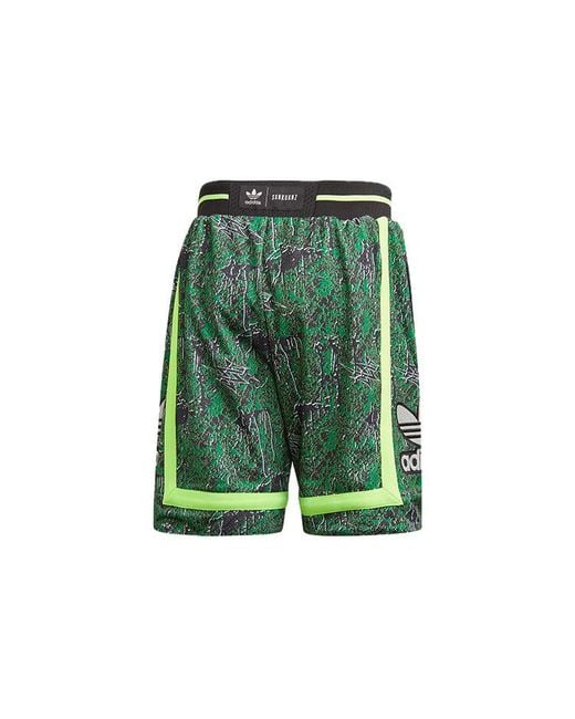 Adidas Green Originals X Sankuanz Crossover Double Sided Sports Shorts for men