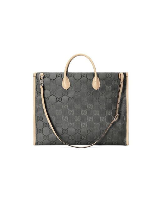 Gucci Black (Wmns) Logo Patternprint Off The Gridseries Tote Handholdbag Darkgray