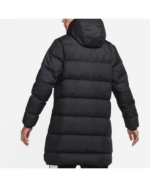 Nike Black Logo Mid-Length Sports Hooded Down Jacket for men