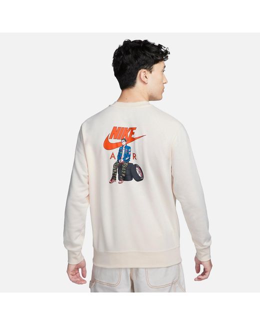 Nike White Sportswear French Terry Crewneck Sweatshirt 'Biege' for men