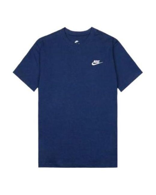 Nike Blue Embroidered Small Round Neck Short Sleeve Deep T-Shirt for men