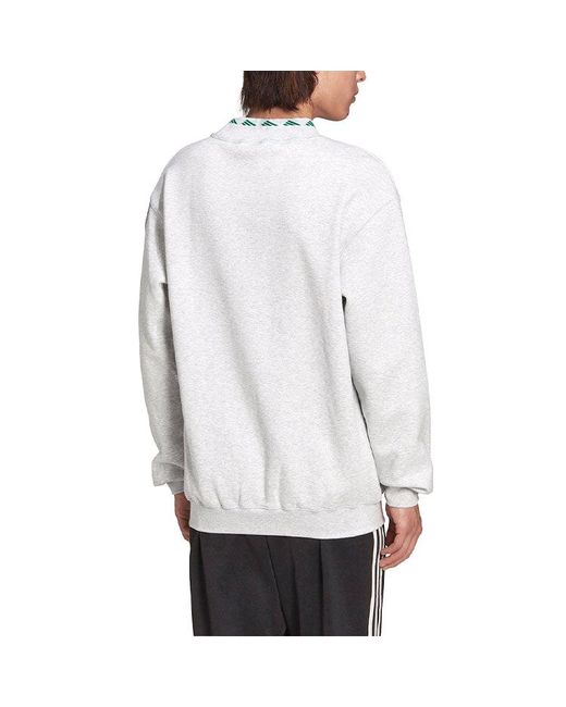 Adidas White Originals Eqt Logo Embroidered Sports Round Neck Pullover for men