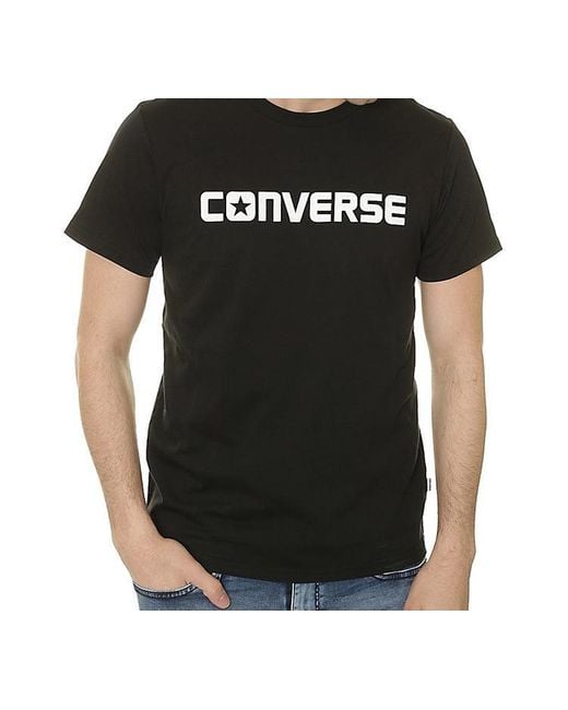 Converse Black Pure Cotton Alphabet Short Sleeve for men