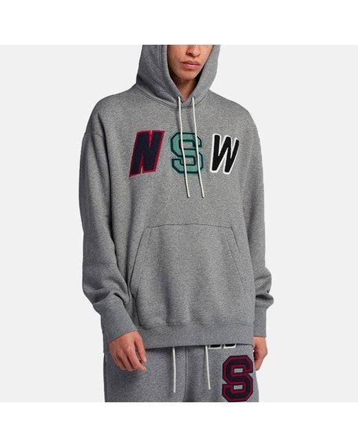 Nike Gray Nsw Oversize Fleece Lined Athleisure Casual Sports Pullover for men