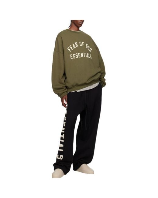 Fear Of God Green Fleece Crewneck 'Military' for men
