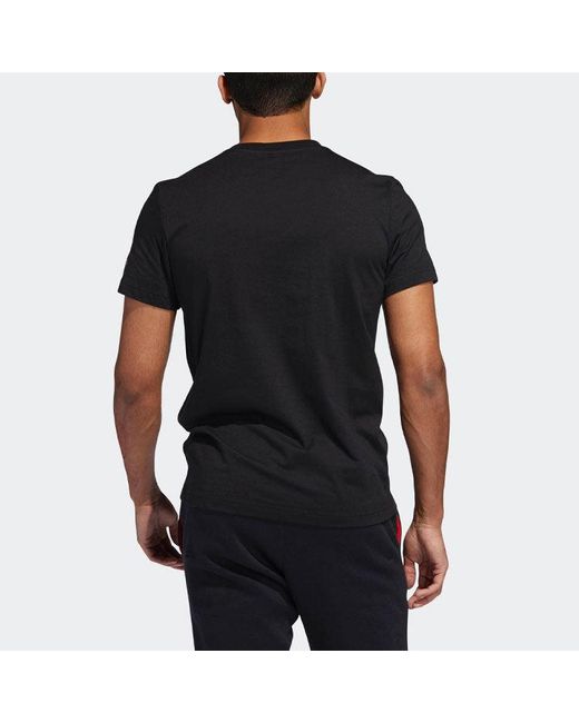 Adidas Black Basketball Sports Printing Round Neck Short Sleeve for men