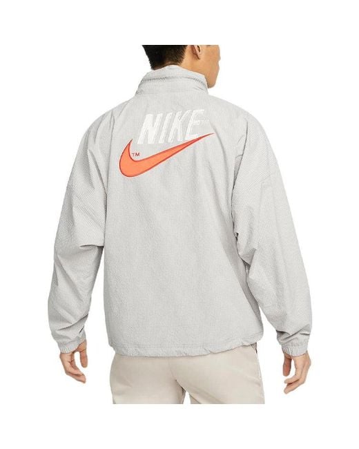 Nike Gray Sportswear Alphabet Logo Woven Jacket Light Mineral for men