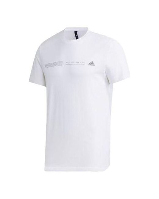 Adidas White Minimalistic Logo Solid Color Short Sleeve for men