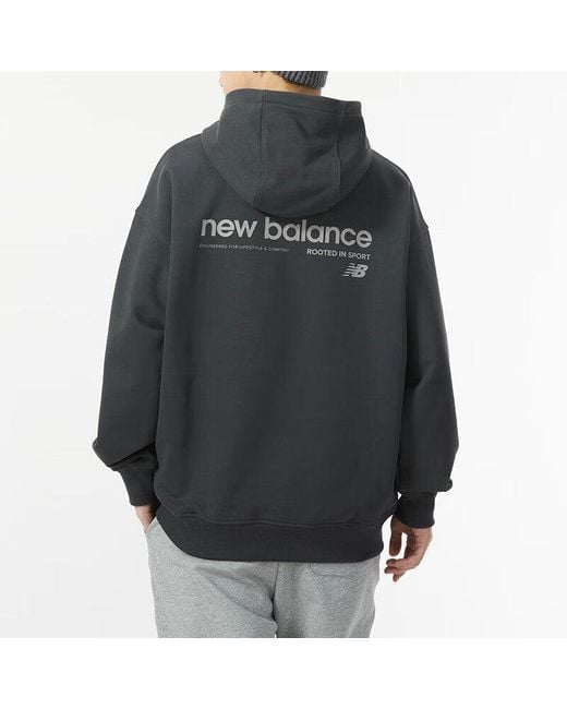 New Balance Gray Embroidery Nb Logo Hoodie for men