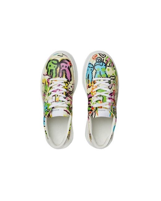 Gucci White (Wmns) Chunky B Gg Graffiti Print Sneakers Multi'