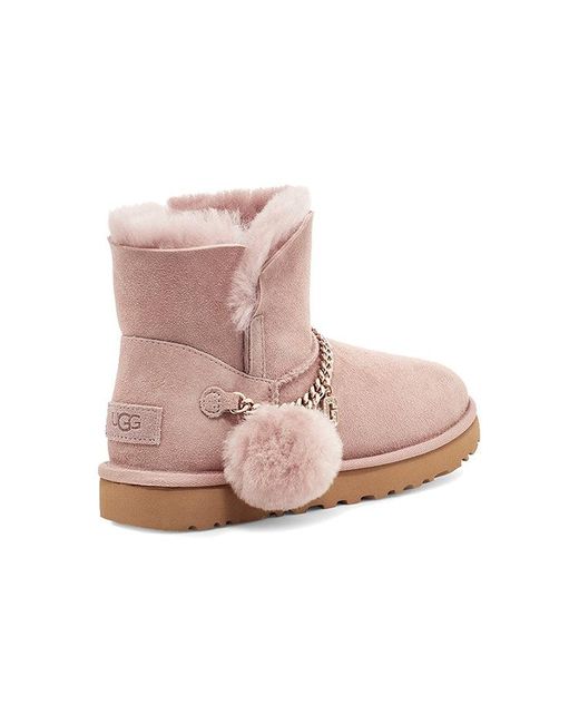 Ugg Pink (Wmns) Classic Charm Mini Stay Warm Fleece Lined