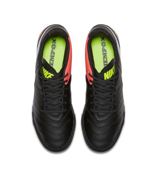 Nike Black Tiempox Genio 2 Leather Tf Volt' for men
