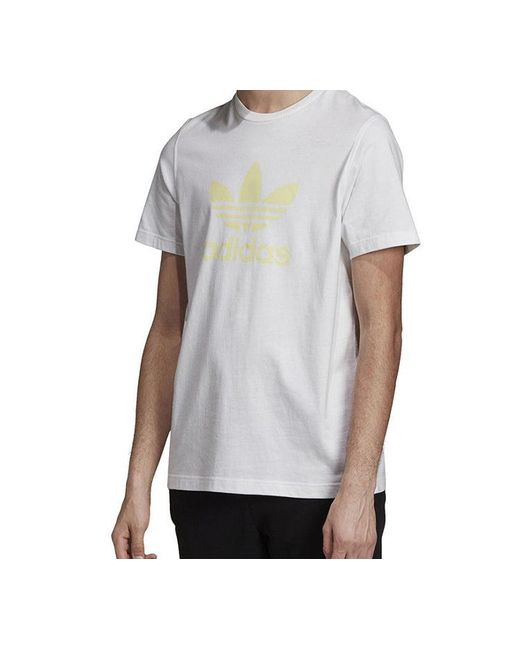 Adidas White Originals Chest Logo Printing Sports Short Sleeve for men