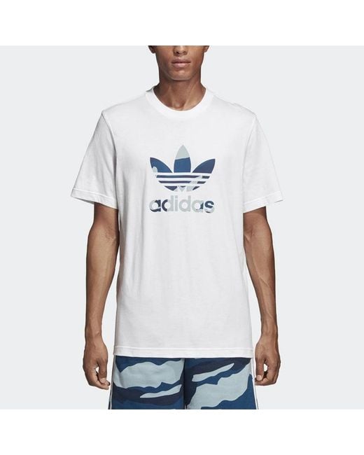 Adidas White Originals Camouflage Logo Printing Short Sleeve for men