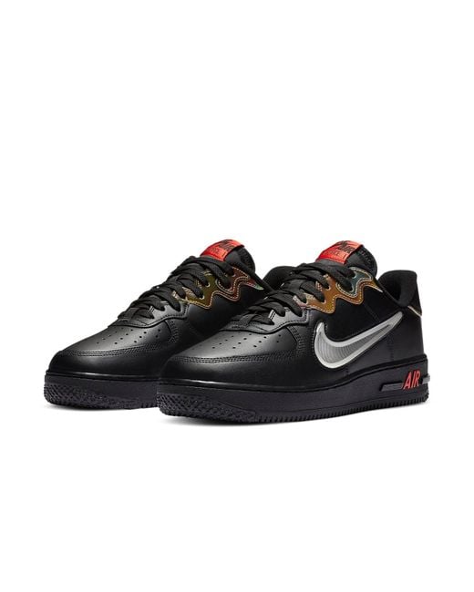 Nike Black Air Force 1 React Iridescent' for men