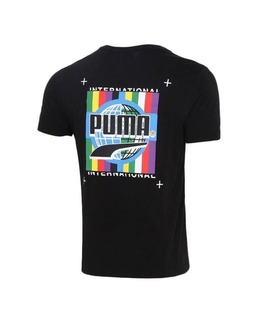 PUMA Black Graffiti Photo Print Short Sleeve T-Shirt for men
