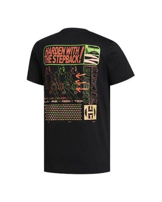 Adidas Black Harden Stepback Basketball Sports Round Neck Short Sleeve for men