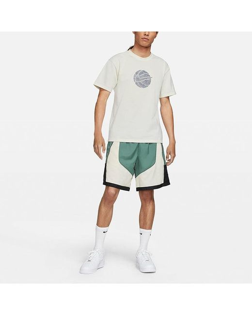 Nike White Basketball Loose Sports Round Neck Short Sleeve Creamy for men