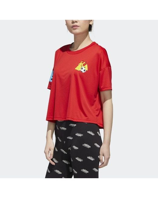 Adidas Red (Wmns) X Pokemon Crossover Printing Training Sports Short Sleeve