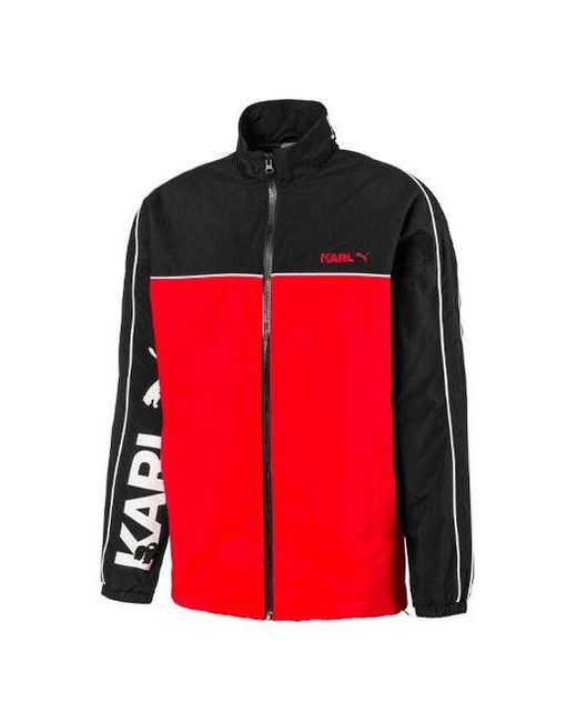 PUMA Red X Karl Lagerfeld Lafayette Logo Print Patchwork Jacket For for men