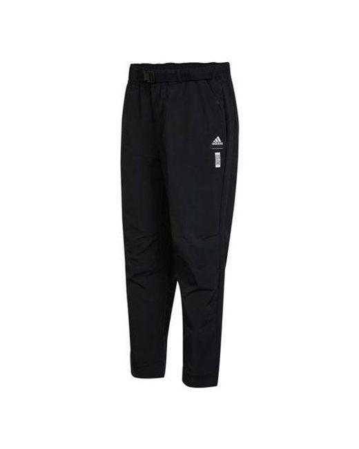 Adidas Black Wj Pnt Solid Color Logo Elastic Woven Sports Pants/Trousers/Joggers for men