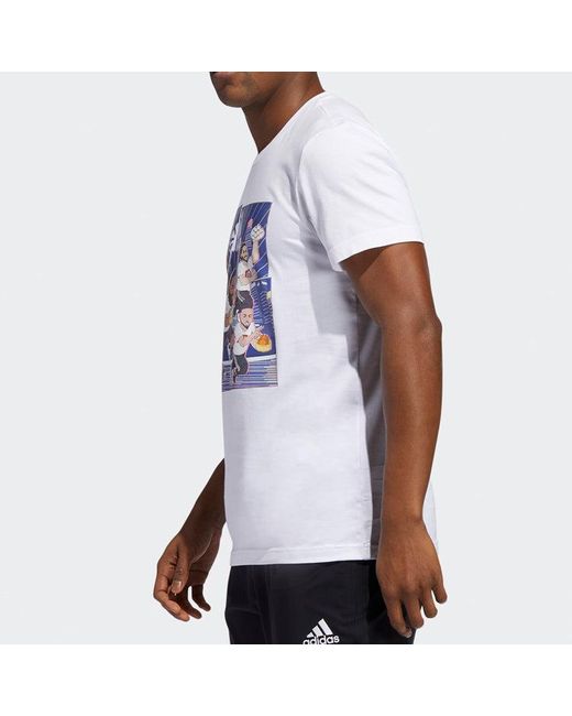 Adidas Blue Basketball Cartoon Printing Short Sleeve for men