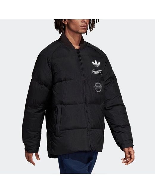 Adidas Blue Originals Graphic Jkt Contrasting Colors Windproof Stay Warm Sports Down Jacket for men