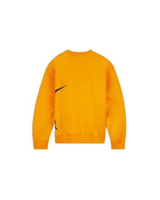 Nike Yellow Air X Kim Jones Crossover Logo Printing Fleece Round Neck Us Edition Couple Style for men