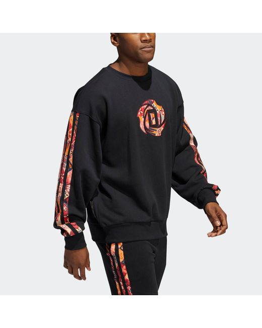Adidas Black Mic Rose Crew Limited Printing Basketball Sports Round Neck Pullover for men