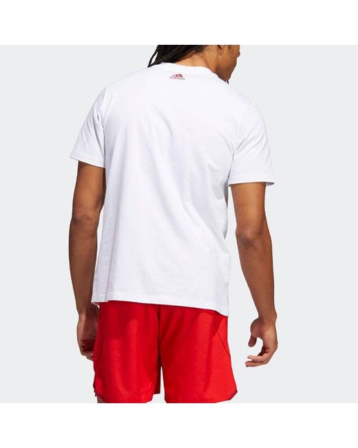 Adidas White Basketball Series Spida Logo Printing Sports Short Sleeve T-Shirt for men