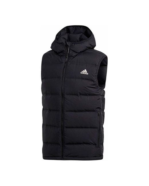 Adidas Blue Helionic Hooded Down Vest for men