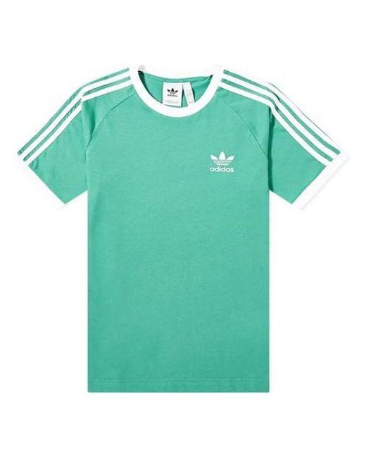 Adidas Green Originals 3-Stripes Tee Casual Round Neck Loose Logo Stripe Short Sleeve for men