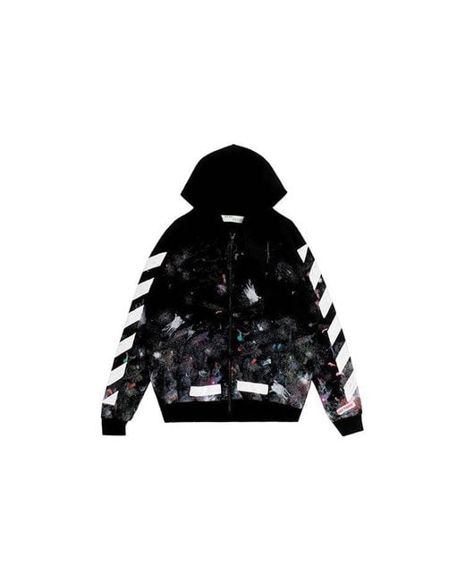 Off-White c/o Virgil Abloh Black Graffiti Arrow Printing Zipper Hooded Long Sleeves Ordinary Version for men
