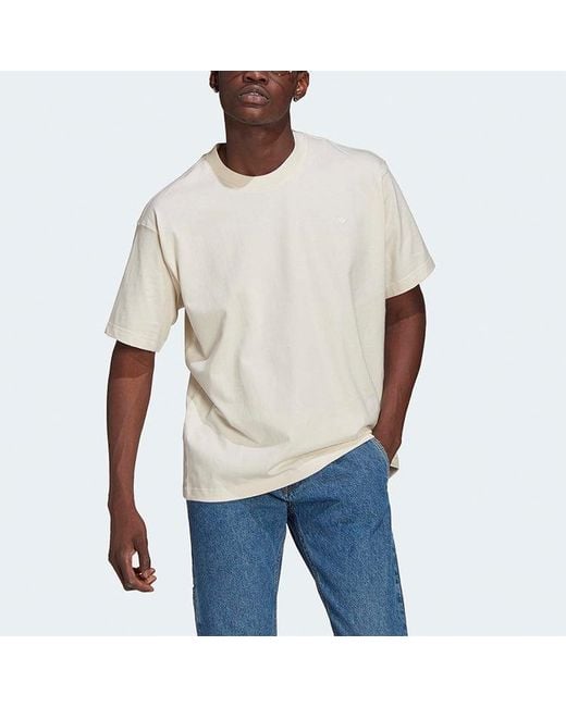 Adidas White Originals Logo Embroidered Solid Color Sports Round Neck Short Sleeve Couple Style