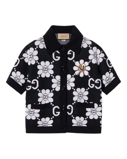 Gucci Black (Wmns) Gg Flower Cotton Jacquard Cardigan