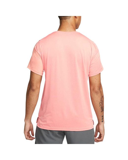 Nike Pink Pro Dri-Fit Solid Color Casual Sports Quick Dry Round Neck Short Sleeve for men