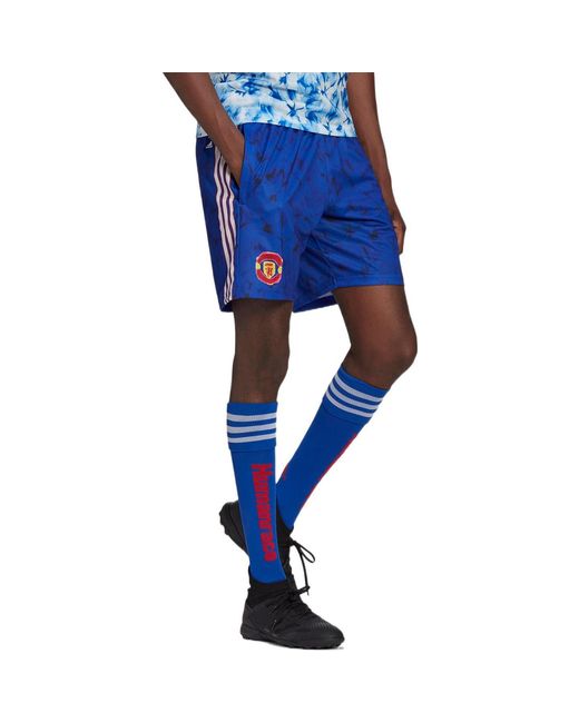 Adidas Blue Stripe Full Print Sports Soccer/Football Shorts for men
