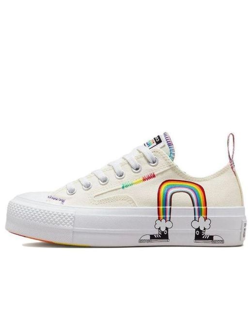 Converse White Chuck Taylor All Star Lift Platform Low 'Pride' for men
