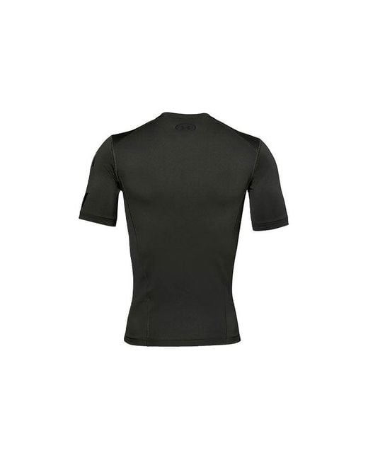Under Armour Black Casual Breathable Round Neck Tight Sports Short Sleeve for men
