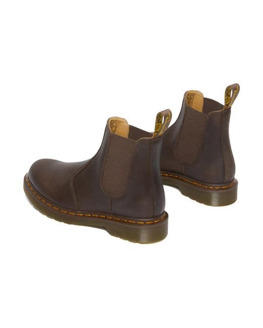 Dr. Martens Brown 2976 Stitch Crazy Horse Leather Chelsea Boots 'Dark'