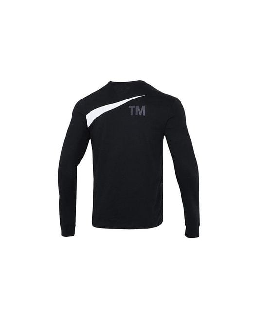 Nike Black Sportswear Contrasting Colors Large Logo Round Neck Sports Long Sleeves for men
