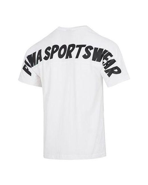 PUMA White Slogan Sportswear Tee for men