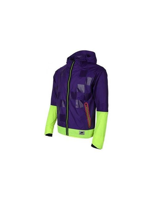 Nike Purple Shield Flash Colorblock Running Hooded Jacket for men