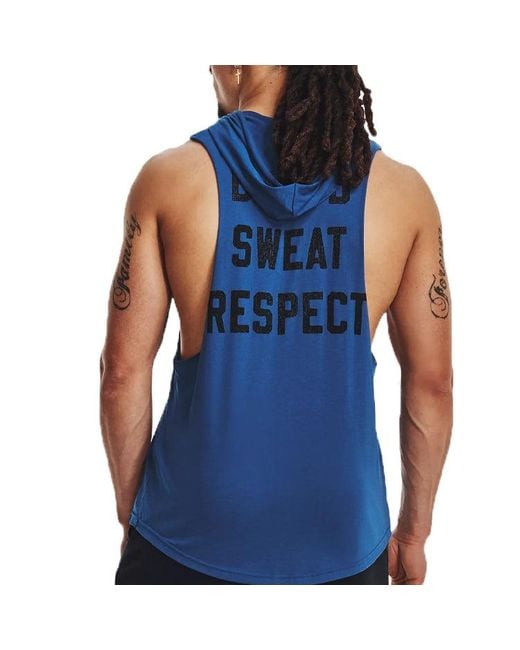 Under Armour Blue Project Rock Bsr Bull Sleeveless Hoodie for men